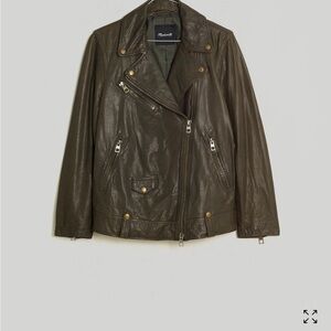 Madewell Washed Leather Oversized Motorcycle Jacket - Brass Hardware Edition
